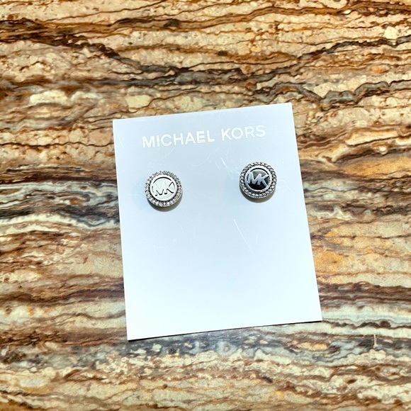 Michael Kors “MK” Post Earring Studs | Silver